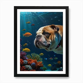 Bulldog Under The Sea 2 Art Print