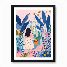 Girl Gardening Lo Fi Kawaii Illustration 1 Art Print