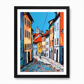 Painting Of A Prague With A Cat In The Style Of Of Pop Art 2 Art Print