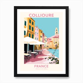 Collioure, France, Flat Pastels Tones Illustration 4 Poster Art Print