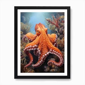 Giant Pacific Octopus Illustration 1 Art Print