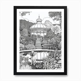 Drawing Of A Dog In Gothenburg Botanical Garden, Sweden In The Style Of Black And White Colouring Pages Line Art 03 Art Print