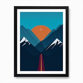 Valle Nevado, Chile Modern Illustration Skiing Poster Art Print