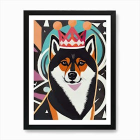 Shiba Inu with crown Art Print