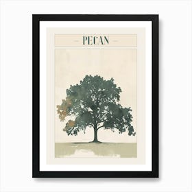 Pecan Tree Minimal Japandi Illustration 1 Poster Art Print