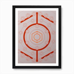 Geometric Abstract Glyph Circle Array in Tomato Red n.0236 Art Print