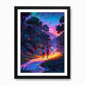 Two People Walking Down A Path Art Print