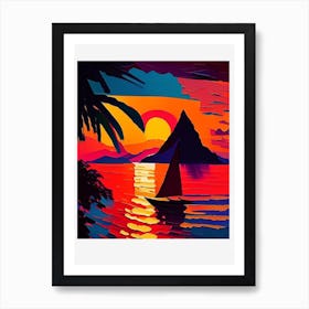 Square Acrylic Bay Sunset Art Print