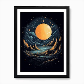 The Moon And Clouds Celestial 3 Art Print