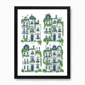 Set Of Houses With Ivy Art Print