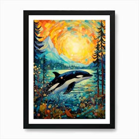 Orca Whale Coast And Trees Art Print