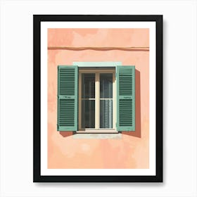 Green Shutters On A Pink Wall Art Print