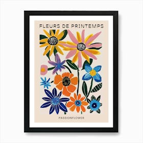 Spring Floral French Poster  Passionflower 3 Art Print