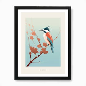 Minimalist Kingfisher 1 Bird Poster Art Print