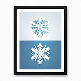 Cold, Snowflakes, Retro Minimal 2 Art Print
