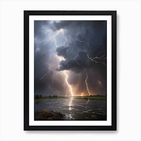 Lightning Over The River 1 Art Print