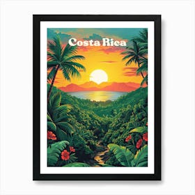 Costa Rica Sunset Digital Travel Art Art Print