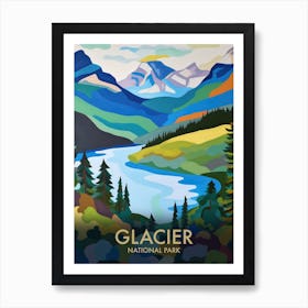 Glacier National Park Vintage Travel Poster 9 Art Print