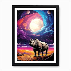 Rhino In Space Art Print