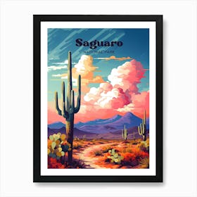 Saguaro National Park Tucson Arizona Vibrant Modern Travel Art Art Print