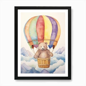 Baby Wombat In A Hot Air Balloon Art Print