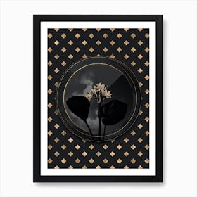 Shadowy Vintage Cardwell Lily Botanical in Black and Gold n.0033 Art Print