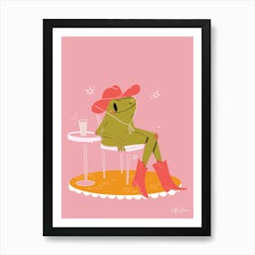 Cowboy Frog drinking an iced Coffee Art Print