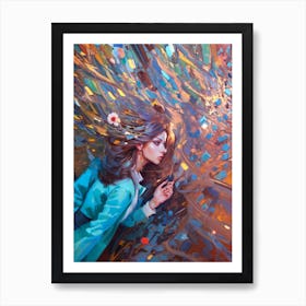 Girl In A Blue Coat Art Print