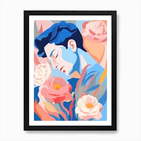 Man Sleeping With Flowers Art Print