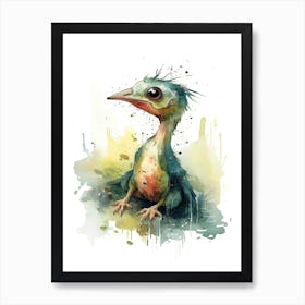 Compsognathus Cute Dinosaur Watercolour 1 Art Print