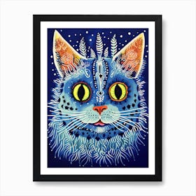 Louis Wain Blue Gothic Kaleidoscope Cat 0 Art Print