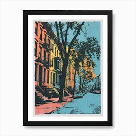 Greenpoint New York Colourful Silkscreen Illustration 1 Art Print