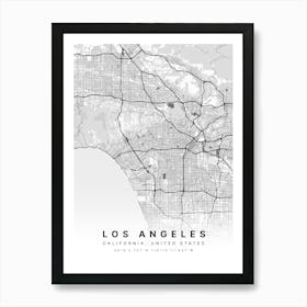 Los Angeles California USA White Map Poster