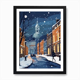 Winter Travel Night Illustration Newcastle United Kingdom 2 Art Print