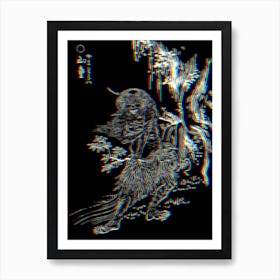 Toriyama Sekien Vintage Japanese Woodblock Negative Glitch Art Yokai Ukiyo-e Yamawaro Art Print