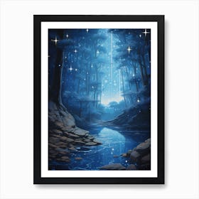 Starry Night In The Forest Art Print