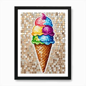 Mosaic Ice Cream Cone Art Print