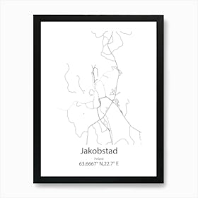 Jakobstad,Finland Minimalist Map Art Print