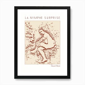 Line Art Minimalist – La Nymphe Surprise – Édouard Manet – Classic Painting 1 Art Print