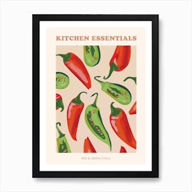 Red & Green Chilli Pattern Poster 3 Art Print