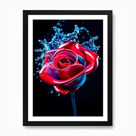 Water Splash Rose Affiche