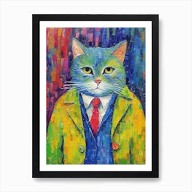 Elegant Whiskers; Cat Inspired Oil Strokes Art Print