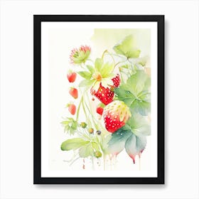 Alpine Strawberries, Plant, Storybook Watercolours 1 Art Print