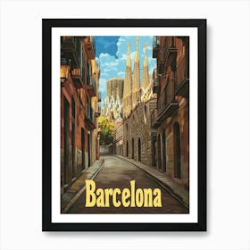 Aihrgdesign A Retro Travel Poster For Barcelona 2 Art Print