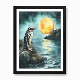 Humboldt Penguin Half Moon Island Watercolour Painting 1 Art Print