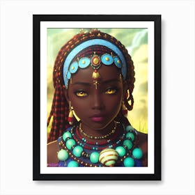 African Girl, Congo Luba tribal Art Print