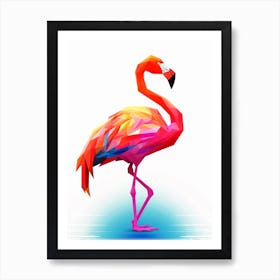 Colourful Geometric Bird Flamingo 1 Art Print