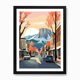 Vintage Winter Travel Illustration Boulder Colorado 1 Art Print