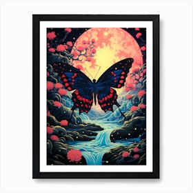 Butterfly In The Moonlight 2 Art Print