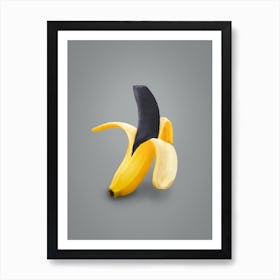 Peeled Black Banana Art Print